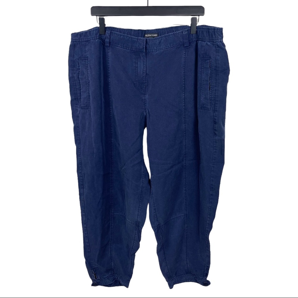 🌿 Eileen Fisher Women Pants Tencel Cropped Navy Blue Size XL Athleisure